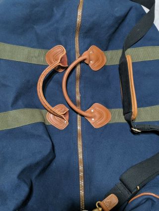 Vintage LL Bean Blue Canvas / Leather Bottom XL Duffle Bag 27 