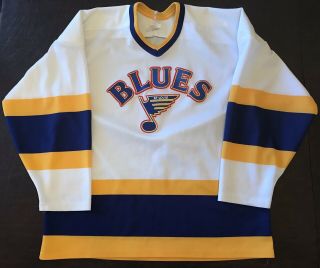 1984 - 85 St.  Louis Blues Vintage Ccm Script Nhl Hockey Jersey Sz L White Home