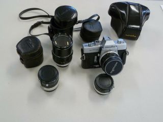 Vintage Minolta Srt 101 35mm Film Camera & Xtra Lenses & More