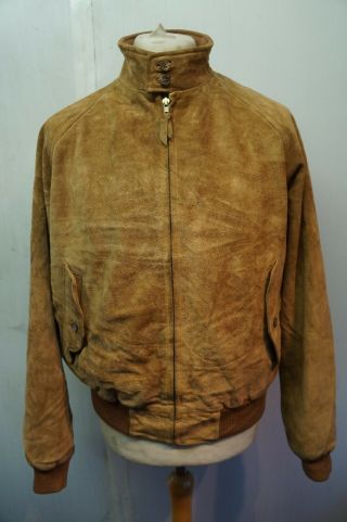 Vintage Distressed Polo By Ralph Lauren Suede Leather Bomber Jacket Size L