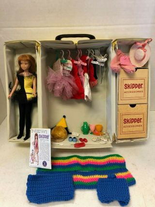 Vintage 1963 Barbie Skipper Doll With Case Clothes And Accessories