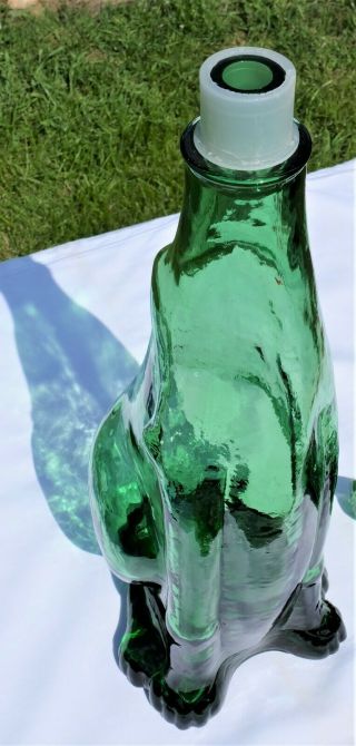 Rare XL Vintage Green Italian Dog Shape Glass Decanter Genie Bottle Empoli 22.  6 