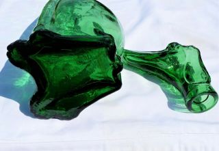 Rare XL Vintage Green Italian Dog Shape Glass Decanter Genie Bottle Empoli 22.  6 