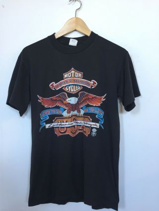 Vtg 1983 Harley Davidson Live To Ride T Shirt Eagle Large 50/50 1980’s Pre 3d