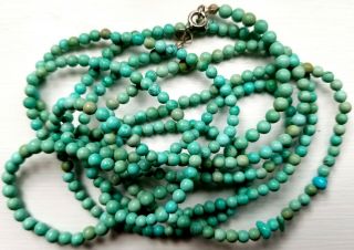 Magnificent Enormous 57 " Long Polished Natural Turquoise Bead Necklace