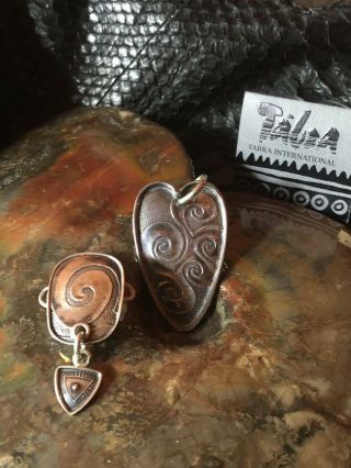 Lovely Vintage Sterling Silver Embossed Pendant And Bracelet Charm By Tabra.