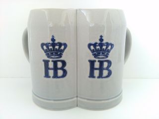 Vintage Hofbrauhaus Double Handle Double Mug Beer Stein 2 Liters Rare
