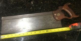 Vtg Henry Disston & Sons 16 " Miter Box Back Saw Early Wood Cast Steel Philad 