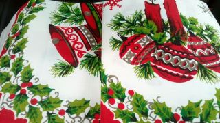 Vintage Christmas Tablecloth 60 X 74 Graphics Reindeer Santa Holly Bells Sleigh 6