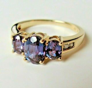 10k Thl Yellow Gold Ring Size 7 Purple Stones W/ 4 Real Diamond Accents 3.  1 G