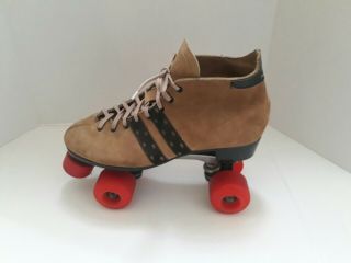 Vintage Dominion Brown Suede Roller Skates Mens Size 11