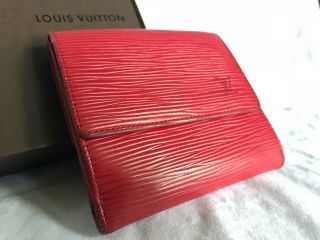 Vintage Louis Vuitton LV Epi Leather Trifold Wallet Red Rare 2