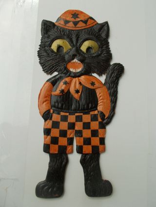 Vintage Halloween German Cat Diecut Heavily Embossed 1920s