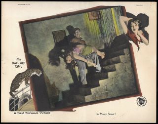 The Half - Way Girl 1925 Lost Silent Film Vintage Color Lobby Card Doris Kenyon