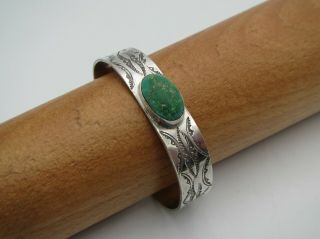 Vintage Native American Navajo Turquoise & Sterling Silver Cuff Bracelet