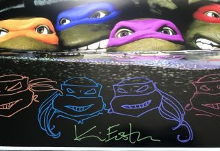 Kevin Eastman Autographed Signed 16x20 TMNT Photo Heads Sketch RARE L/E 3