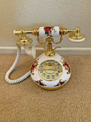 Vtg Royal Albert Old Country Roses French Style Pushbutton Telephone