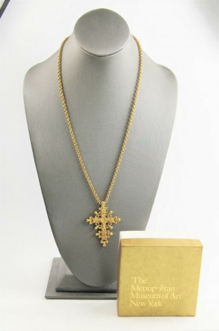 1992 Vintage Mma Metropolitan Museum Of Art Cleo Cross Pendant Necklace & Box