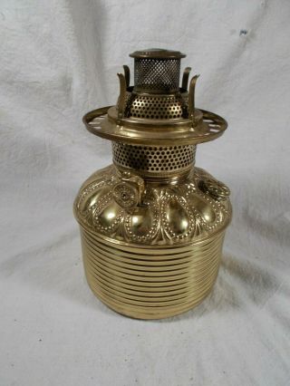 Vintage Polished Royal Embossed Hi - Rise Brass Oil Lamp Drop In Font Tank 1890