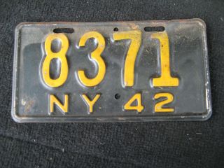 Vintage Pre War 1942 Ny York Motorcycle License Plate