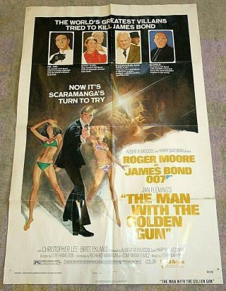 " Man With The Golden Gun " Rare Style B One Sheet Movie Poster 27x41 007