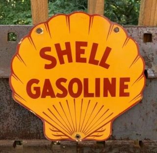 Vintage Shell Gasoline Porcelain Sign,  Gas Station,  Pump Plate,  Oil