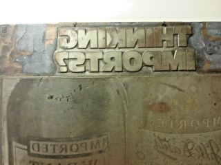 Vintage J.  W.  Dant Printing Block Advertisement for Whisky and Scotch 7