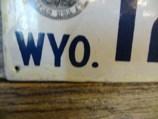 1916 Wyoming License Plate restored license with Seal Vintage Wyoming. 2