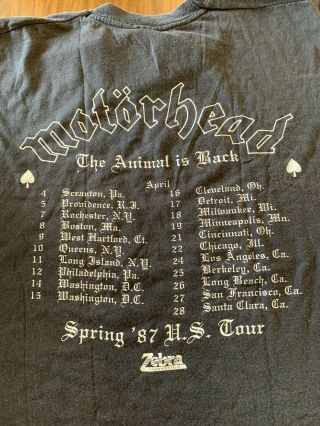 Motorhead Vintage tshirt 1987 The Animal Is Back Lemmy Rock N Roll Metal US Tour 5