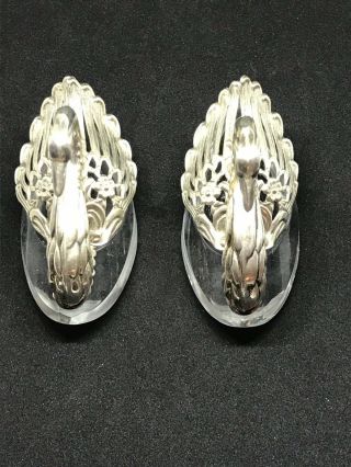 2 VINTAGE 800 SILVER PAIR SET CRYSTAL SWAN SALT CELLARS. 2