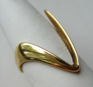 Fine Vintage 14k Gold Mid Century Modernist Aboeba Boomerang Ring 4.  8g