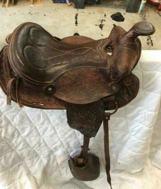 Vintage Western Horse/pony Saddle Brown Leather