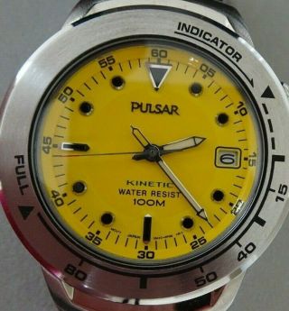 Pulsar By Seiko Kinetic Watch 5m42 Divers Scuba 100m Old Stock Rare Vintage