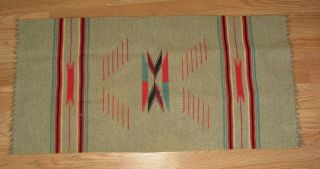 Vintage Old Native American Indian Navajo Multicolor Wool Small Saddle Blanket S