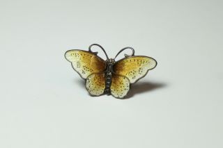 Ivar T Holth Sterling Silver Guilloché Enamel Butterfly Pin Brooch Norway 925s