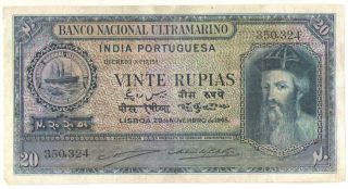 Portuguese India 20 Rupias 1945 P - 37 Rare