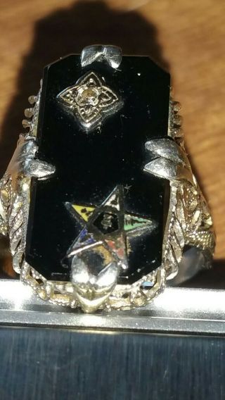 Vintage 14k White Gold Eastern Star Ring