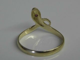 AN EXQUISITE VINTAGE HALLMARKED 9ct SOLID GOLD & RUBY SNAKE RING UK Size Q 4