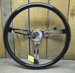 Vtg Style Black Steering Wheel 15 Rat Hot Rod Custom Bomb Lowrider Gasser Vw Old