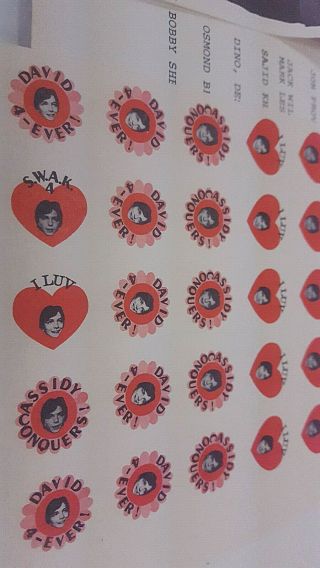 VINTAGE PARTRIDGE FAMILY FAN CLUB PROMOTIONAL PACKAGE PICTURES DECALS BOOKLET 6