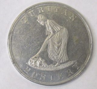 rare 1900 - 20 FITZ OVERALLS / PURITAN HOSIERY aluminum adverting coin medal token 3