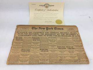 The York Times Newspaper November 13,  1923 Historic Hitler Vintage 43 Pages