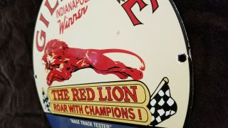 VINTAGE GILMORE GASOLINE PORCELAIN RED LION AUTO SERVICE STATION PUMP PLATE SIGN 7