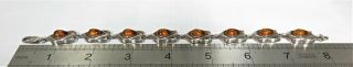 Long Length,  Vintage,  Solid Silver & Amber Bracelet.  Taurus Birthstone.  xcod. 6