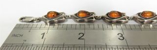Long Length,  Vintage,  Solid Silver & Amber Bracelet.  Taurus Birthstone.  xcod. 7