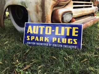 Antique Vintage Style Auto Lite Spark Plugs Sign.