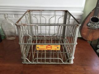 Vintage Chappell’s Wire Metal Milk Crate W Porcelain Tag Advertising