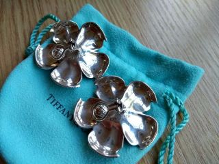 Tiffany vintages silver dogwood clip on earrings - large 2