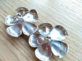 Tiffany vintages silver dogwood clip on earrings - large 4