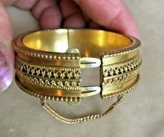 Victorian Etruscan Revival Gold Filled ? Plated Hinged Bangle Small Size